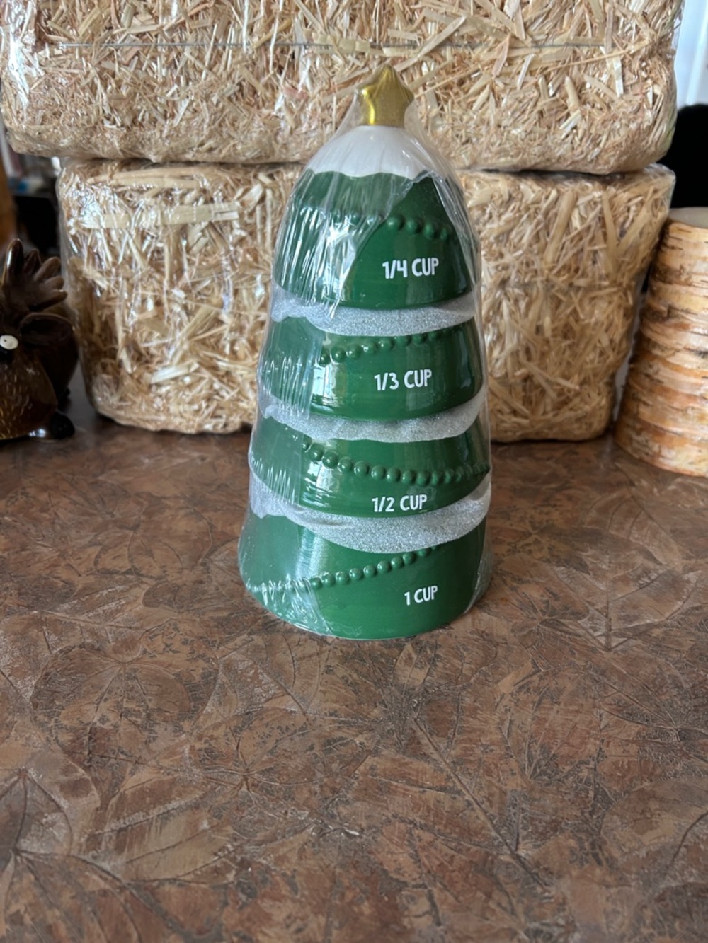 New Classic Christmas Tree Ceramic Stackable Measuring Cups
